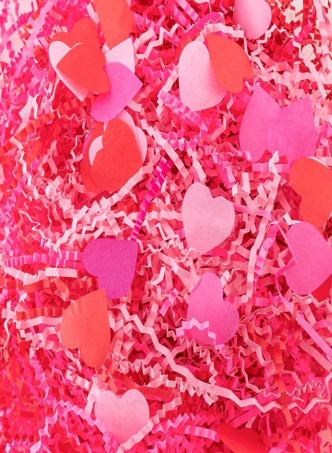 CIPOWM 16oz Valentine's Day Crinkle Cut Paper Shred, 3 Colors Red Pink Raffia Paper Shred Filler with Heart Confetti Shredded Paper Grass for Gift Wrapping Craft DIY Gift Bag Box Filling Party Supply - Image 1